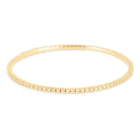 14k Yellow Gold Diamond Eternity Flexible Semi-Stiff Tennis Bracelet Bangle