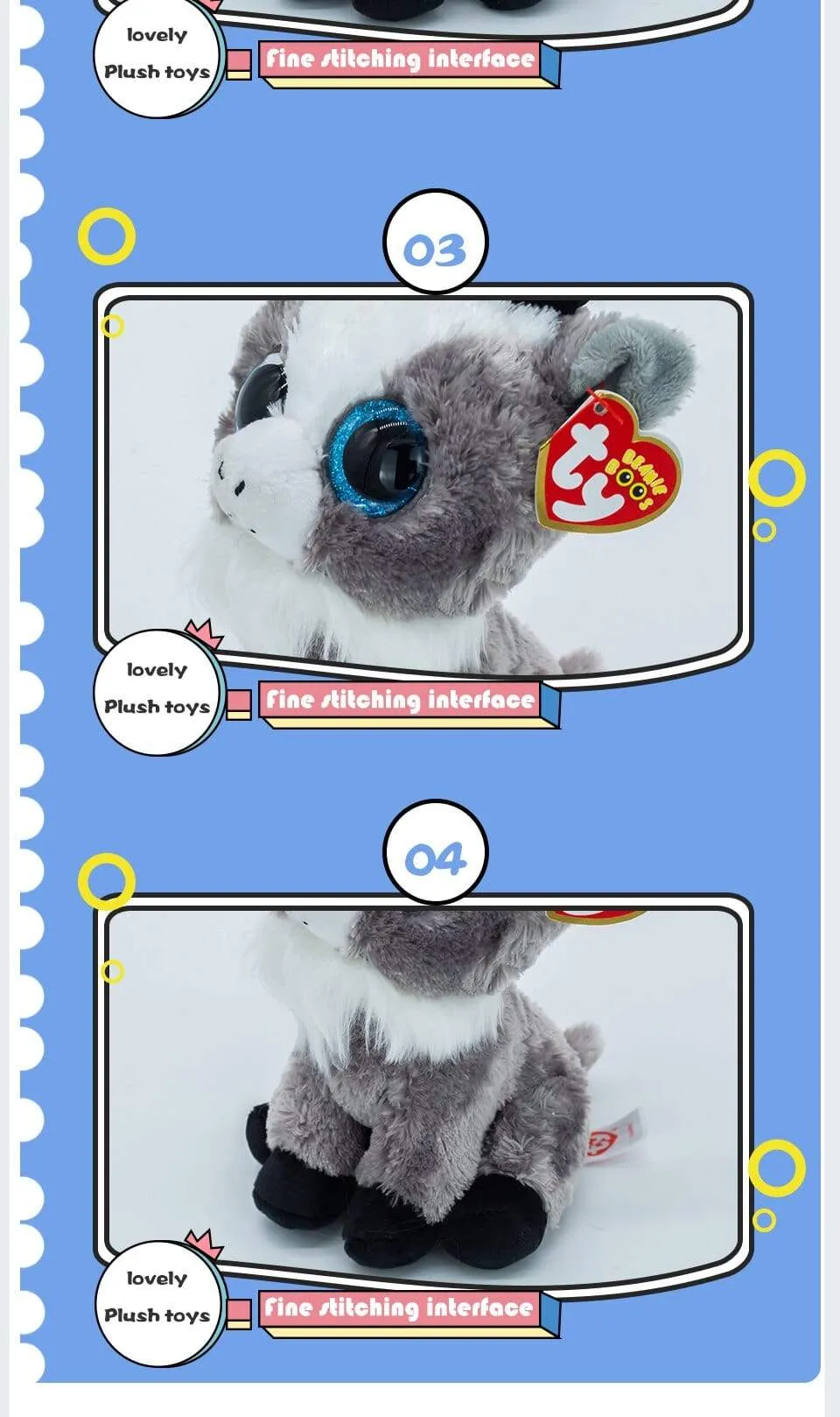 15CM Ty Beanie Animals Sparkly Glitter Eyes Gabby The Goat Cute Animal Doll Birthday Gift Soft Stuffed Plush Toy