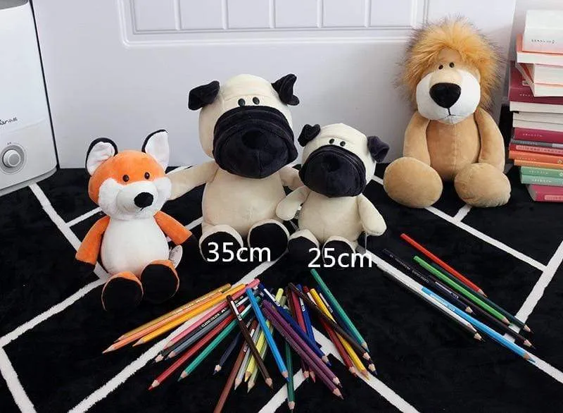 25cm Soft Animal World Plush Toys Lion Elephant Fox Raccoon Giraffe Forest Animals Appease Playmate Calm Doll Christmas Gifts