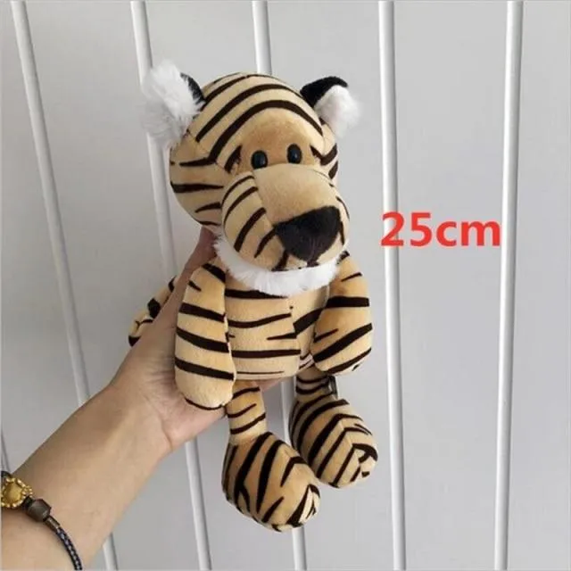 25cm Soft Animal World Plush Toys Lion Elephant Fox Raccoon Giraffe Forest Animals Appease Playmate Calm Doll Christmas Gifts