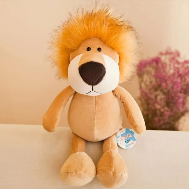 25cm Soft Animal World Plush Toys Lion Elephant Fox Raccoon Giraffe Forest Animals Appease Playmate Calm Doll Christmas Gifts