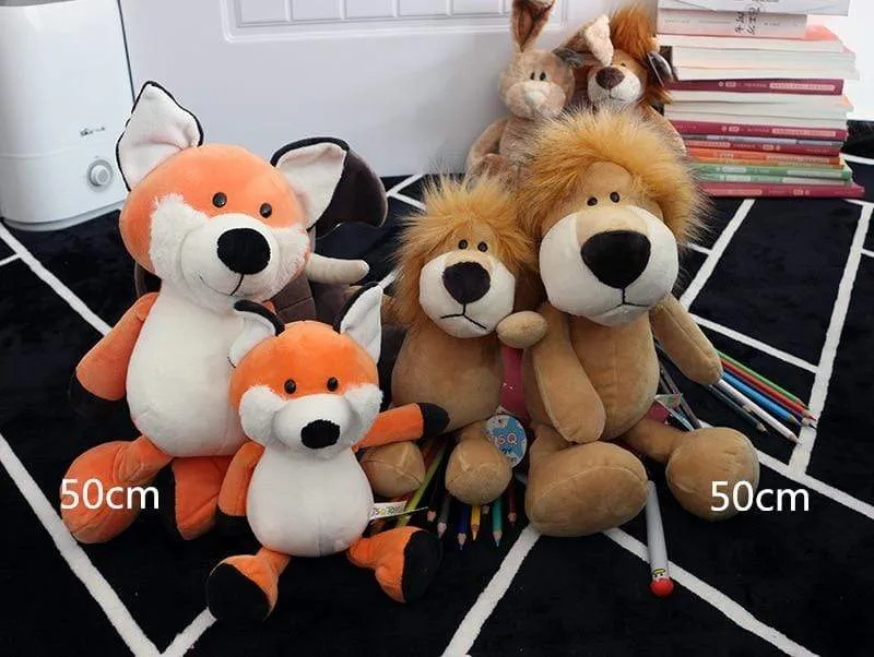 25cm Soft Animal World Plush Toys Lion Elephant Fox Raccoon Giraffe Forest Animals Appease Playmate Calm Doll Christmas Gifts