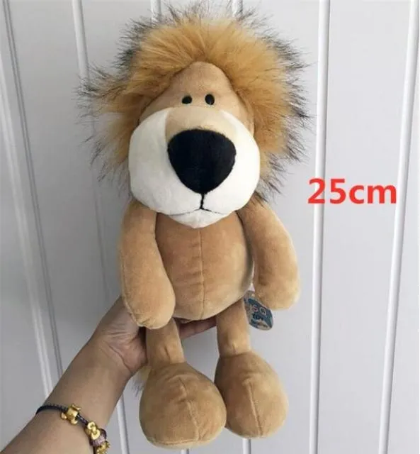 25cm Soft Animal World Plush Toys Lion Elephant Fox Raccoon Giraffe Forest Animals Appease Playmate Calm Doll Christmas Gifts