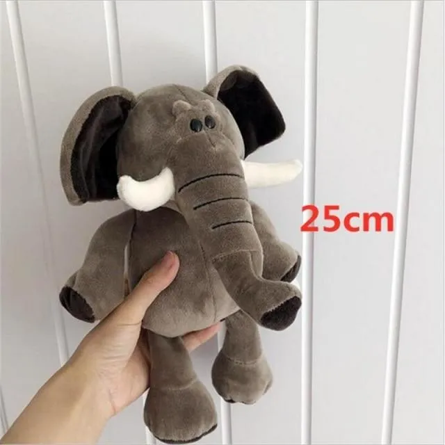 25cm Soft Animal World Plush Toys Lion Elephant Fox Raccoon Giraffe Forest Animals Appease Playmate Calm Doll Christmas Gifts