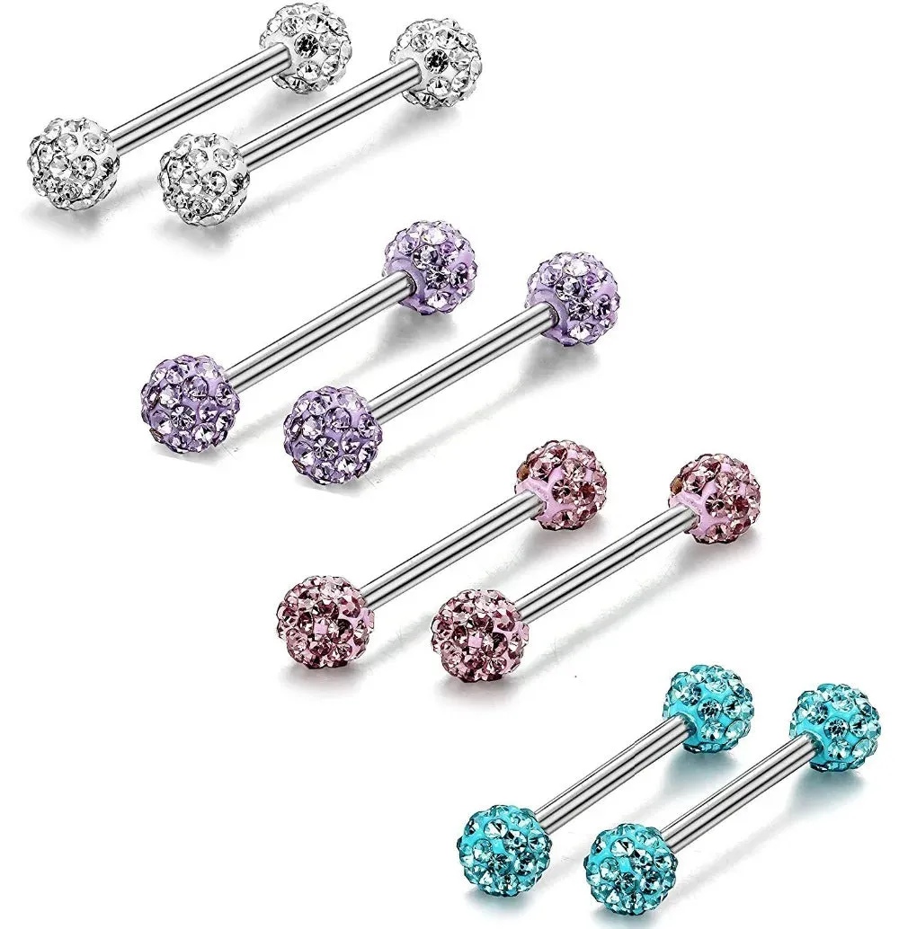 3-5 Pairs 14G Stainless Steel Piercing Navel Barbell Body Jewelry Piercing