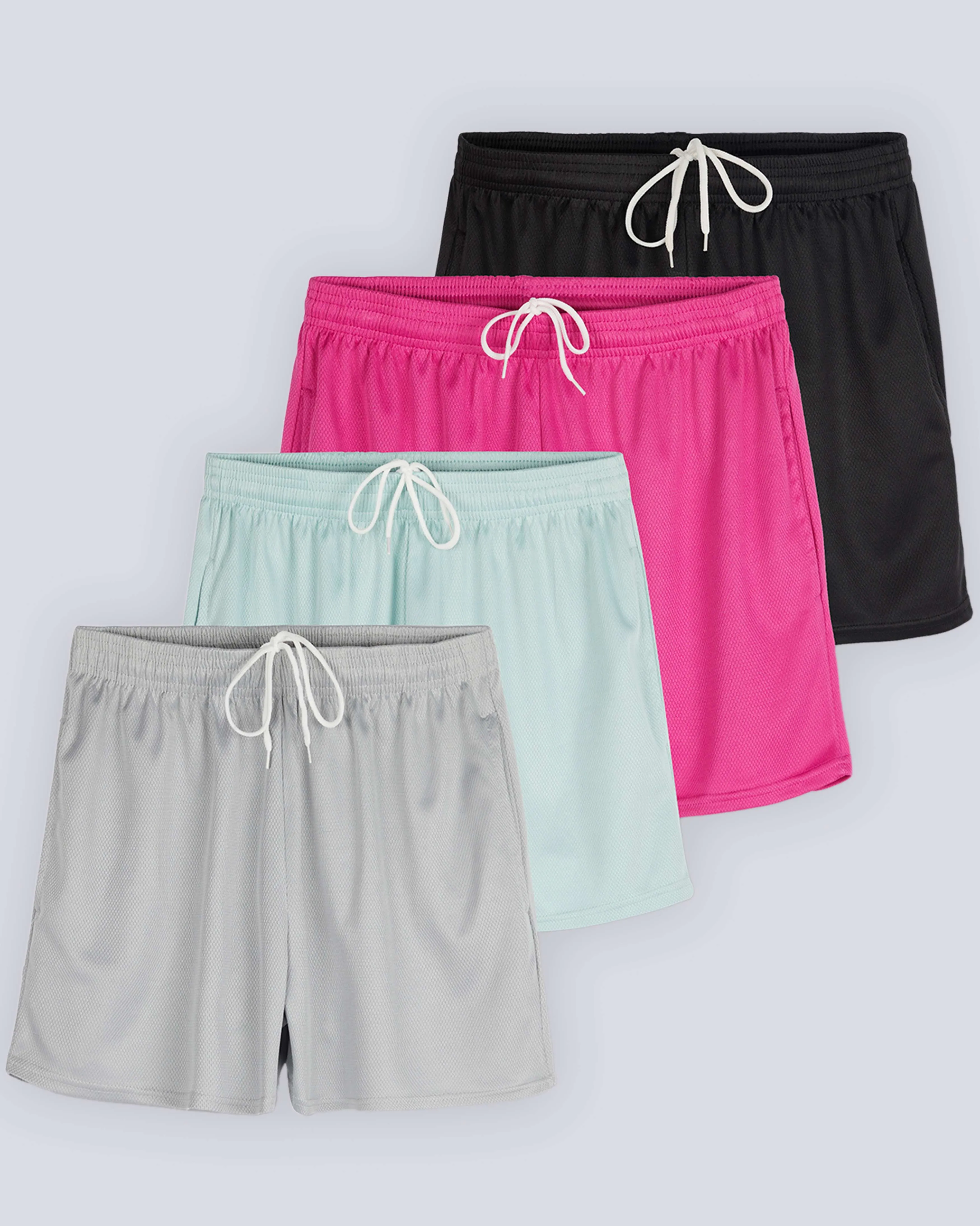 4 Pack: Womens Active Mesh Shorts