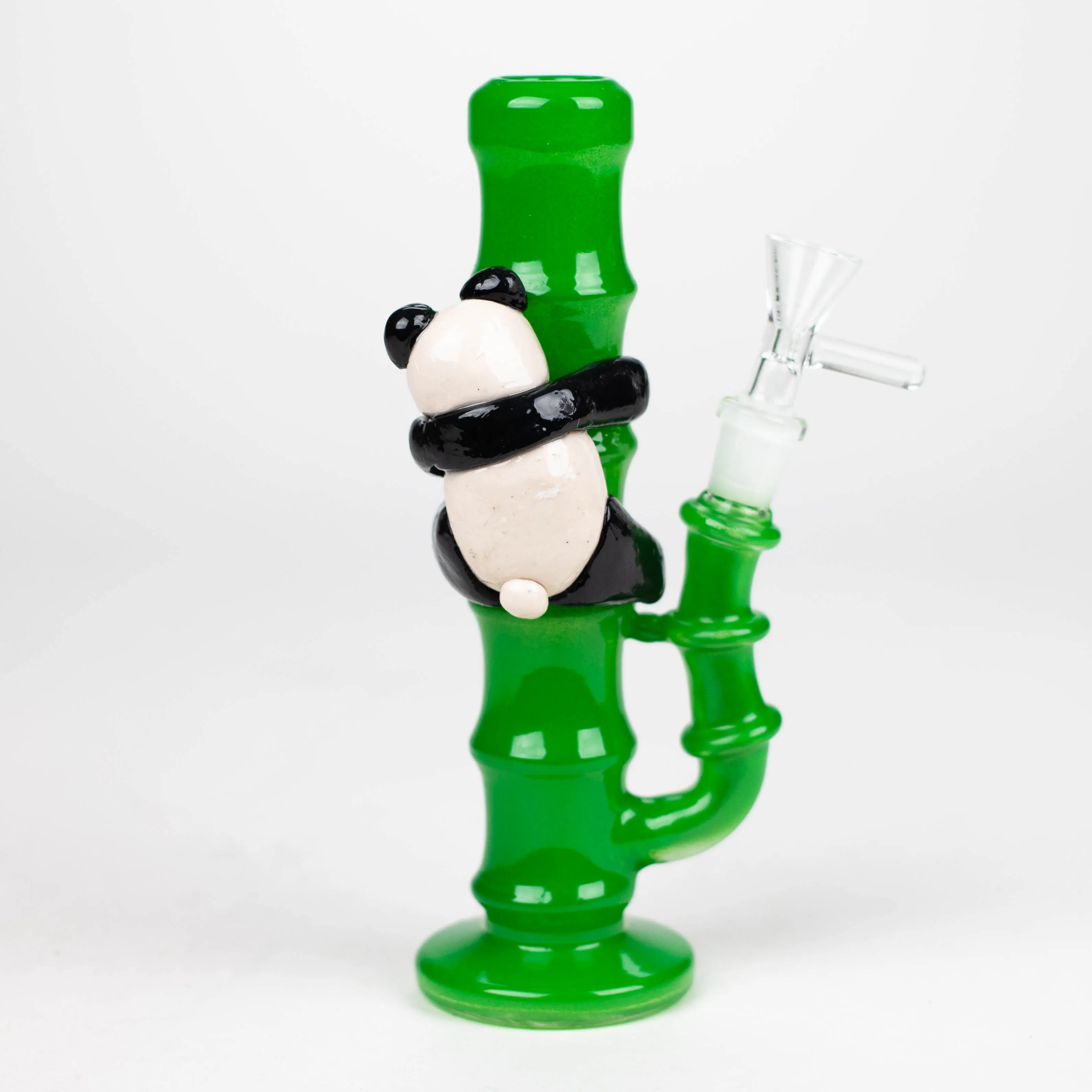 6.5" Glass Mini Bong With Panda Hanging Bamboo