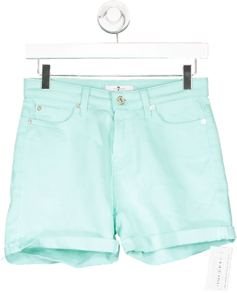 7 For All Mankind Green Mid Roll Shorts W24