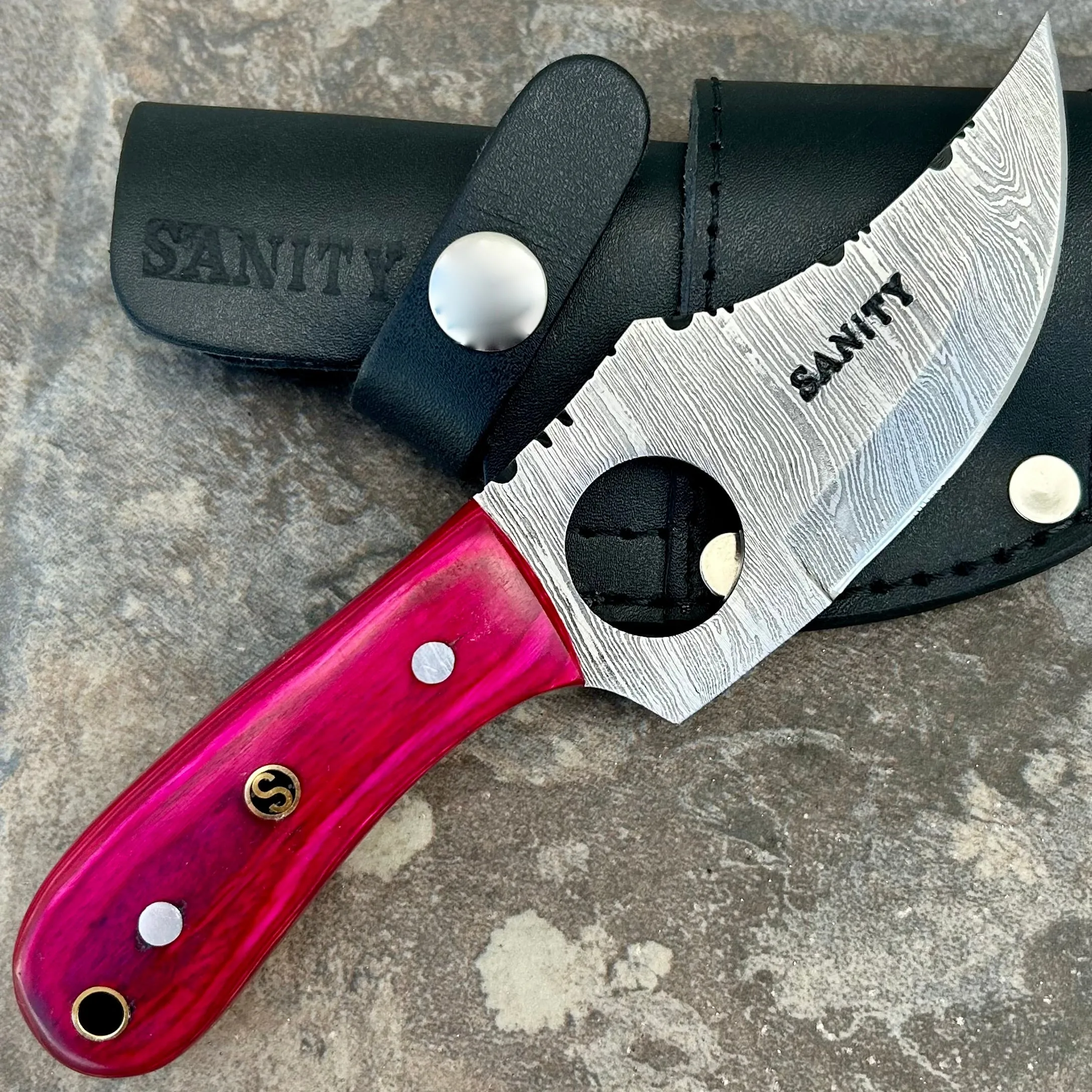 7” Jesse James - Pink Wood - Damascus - Horizontal & Vertical Carry - JJ020