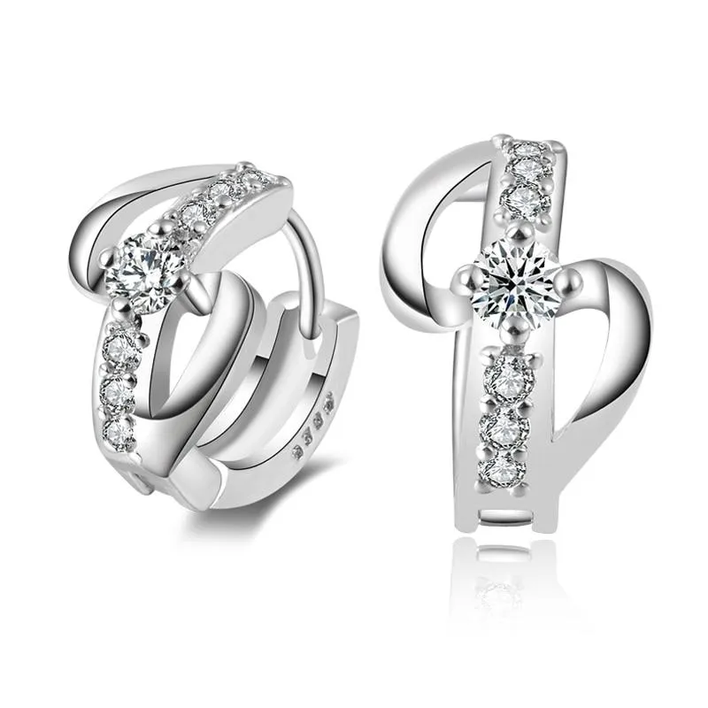 925 Sterling Silver Cross Hoop Earrings with AAA Cubic Zirconia