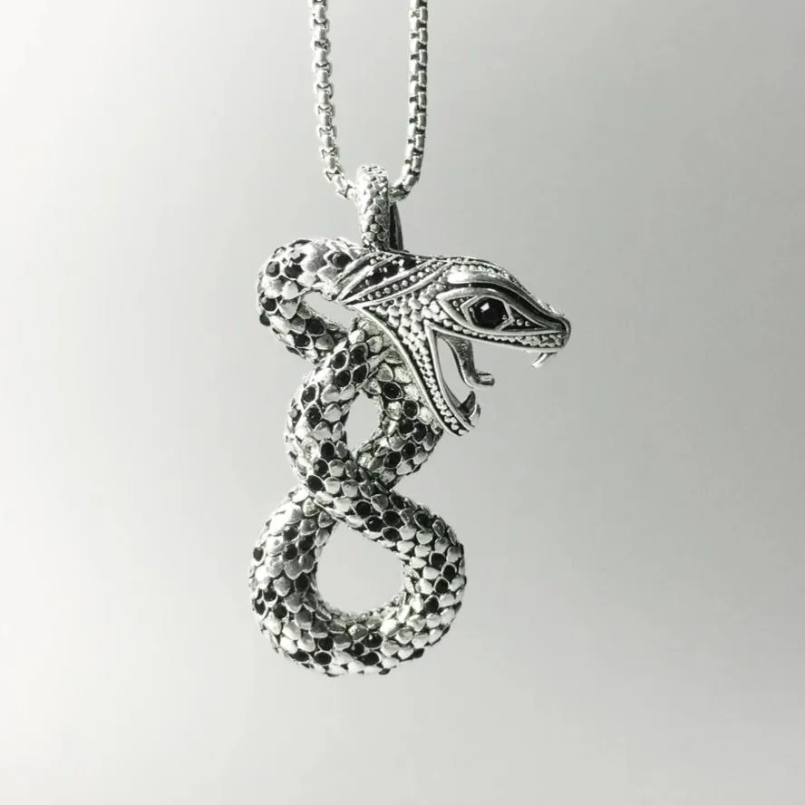 925 Sterling Silver Entangled Snake Pendant Necklace