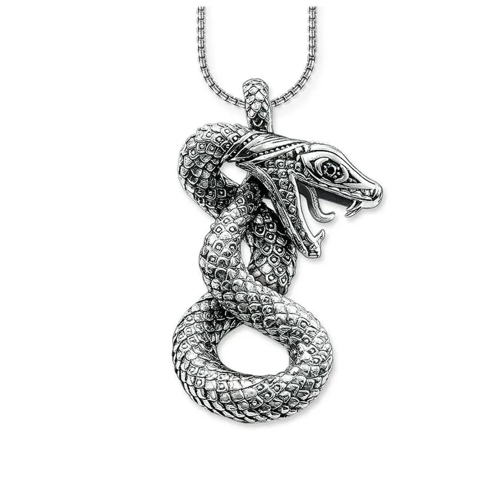 925 Sterling Silver Entangled Snake Pendant Necklace