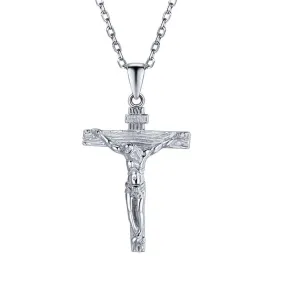 925 Sterling Silver Jesus Christ Catholic Crucifix Pendant with Chain Necklace