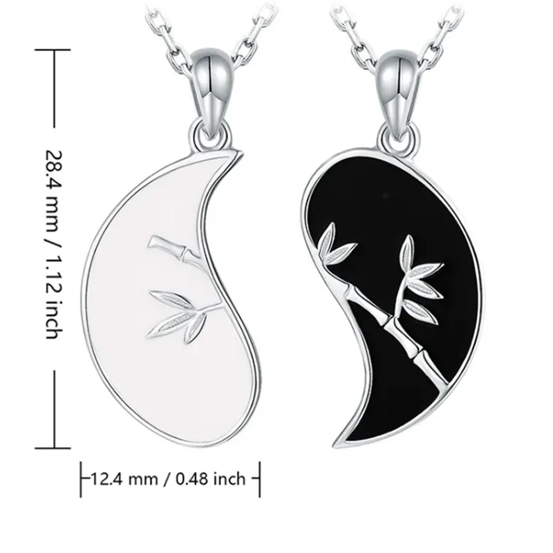 925 Sterling Silver Yin Yang Pendant Couple Necklace Friends