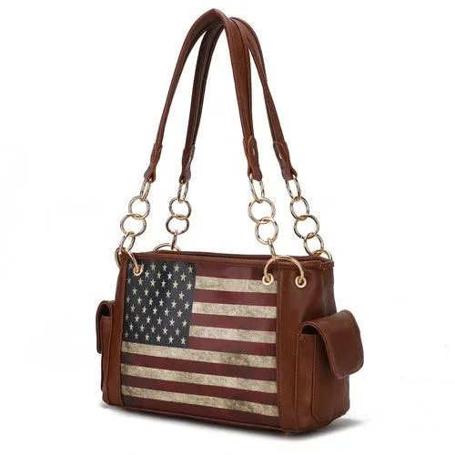 Alaina Vegan Leather Women’s Flag Shoulder Bag