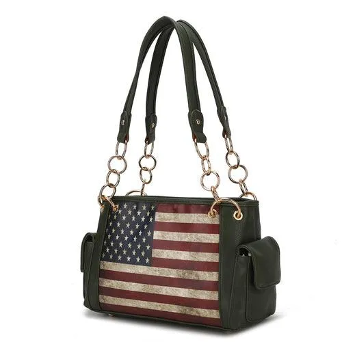 Alaina Vegan Leather Women’s Flag Shoulder Bag