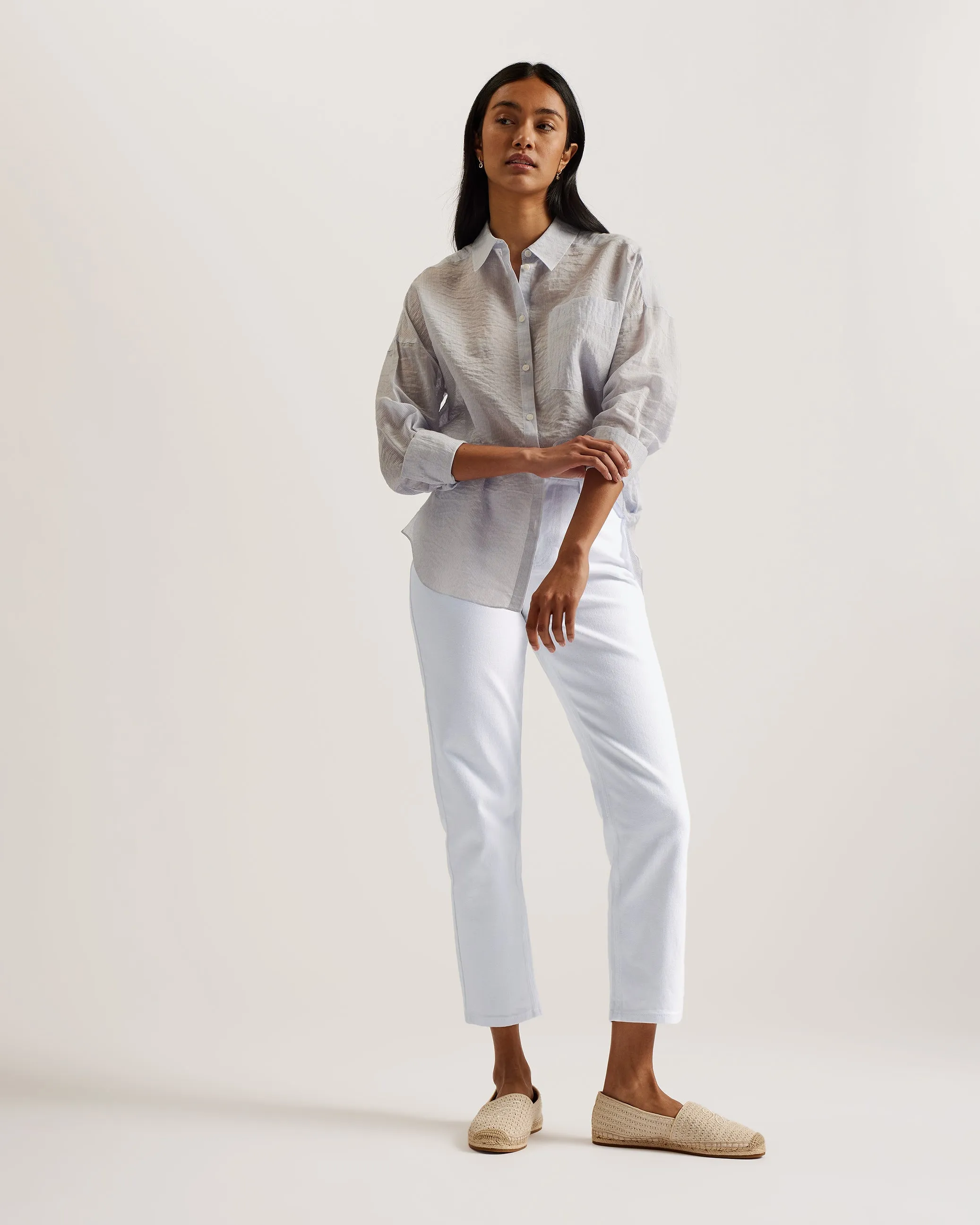 Alces Mid Rise Straight Leg Jeans White