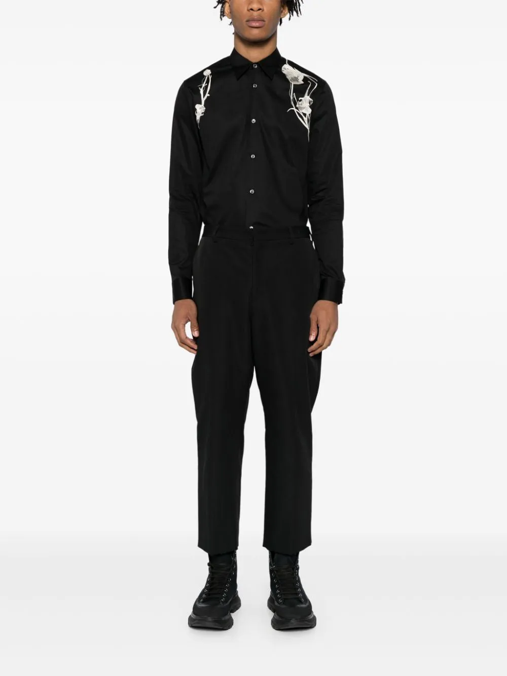 ALEXANDER MCQUEEN Floral Harness Detail Cotton Shirt