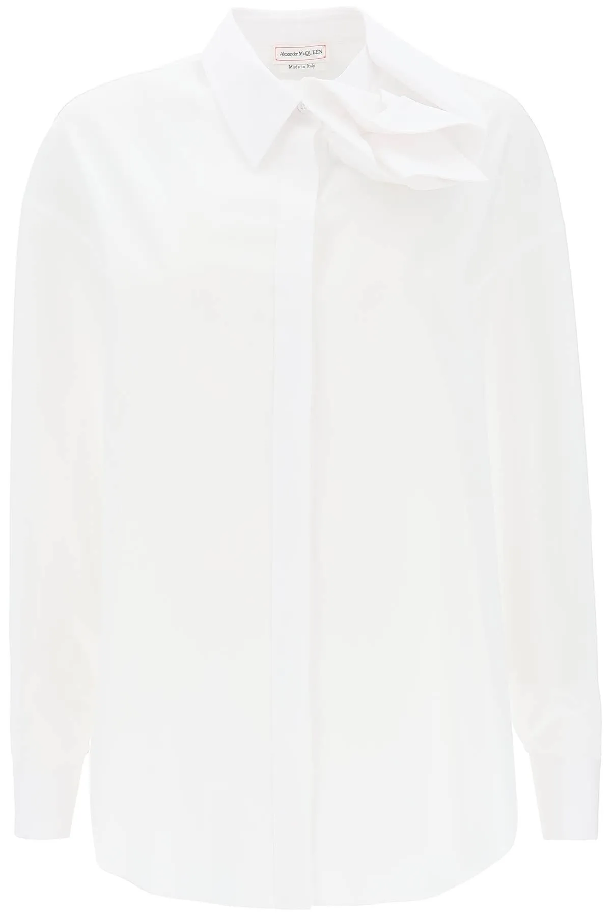 ALEXANDER MCQUEEN Floral White Cotton Poplin Shirt for Women