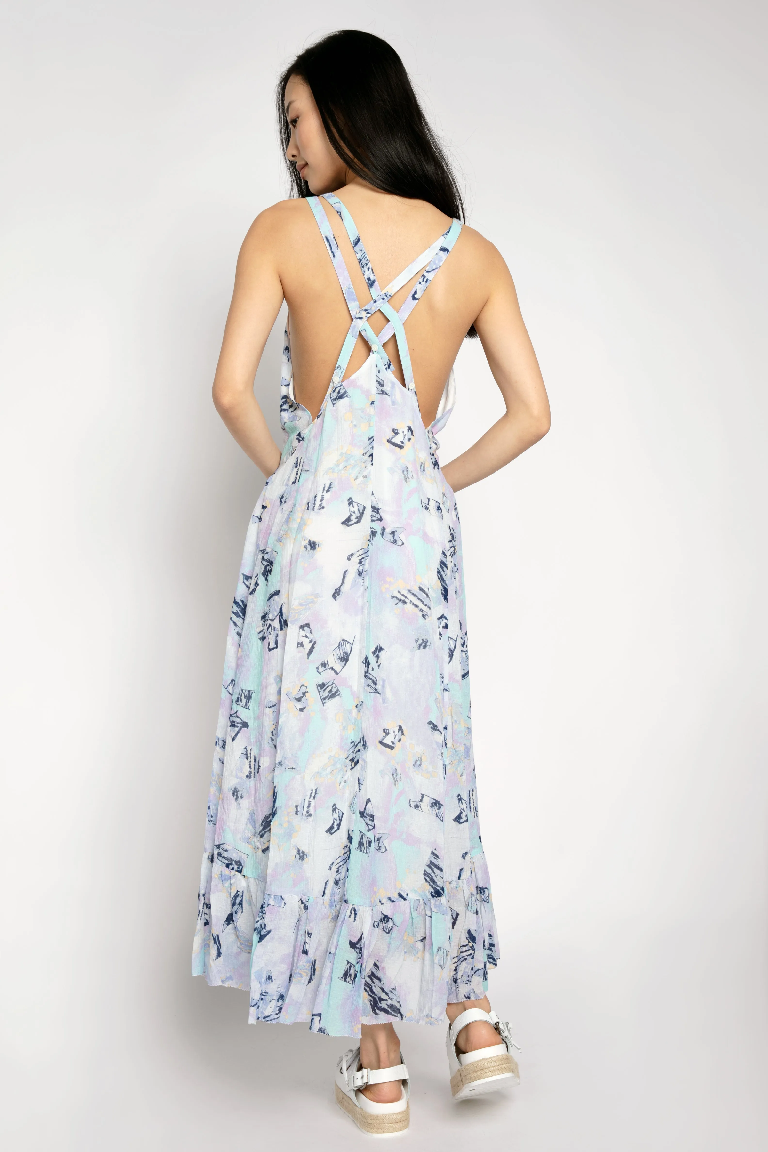 Andou Dress in Mixed Blue