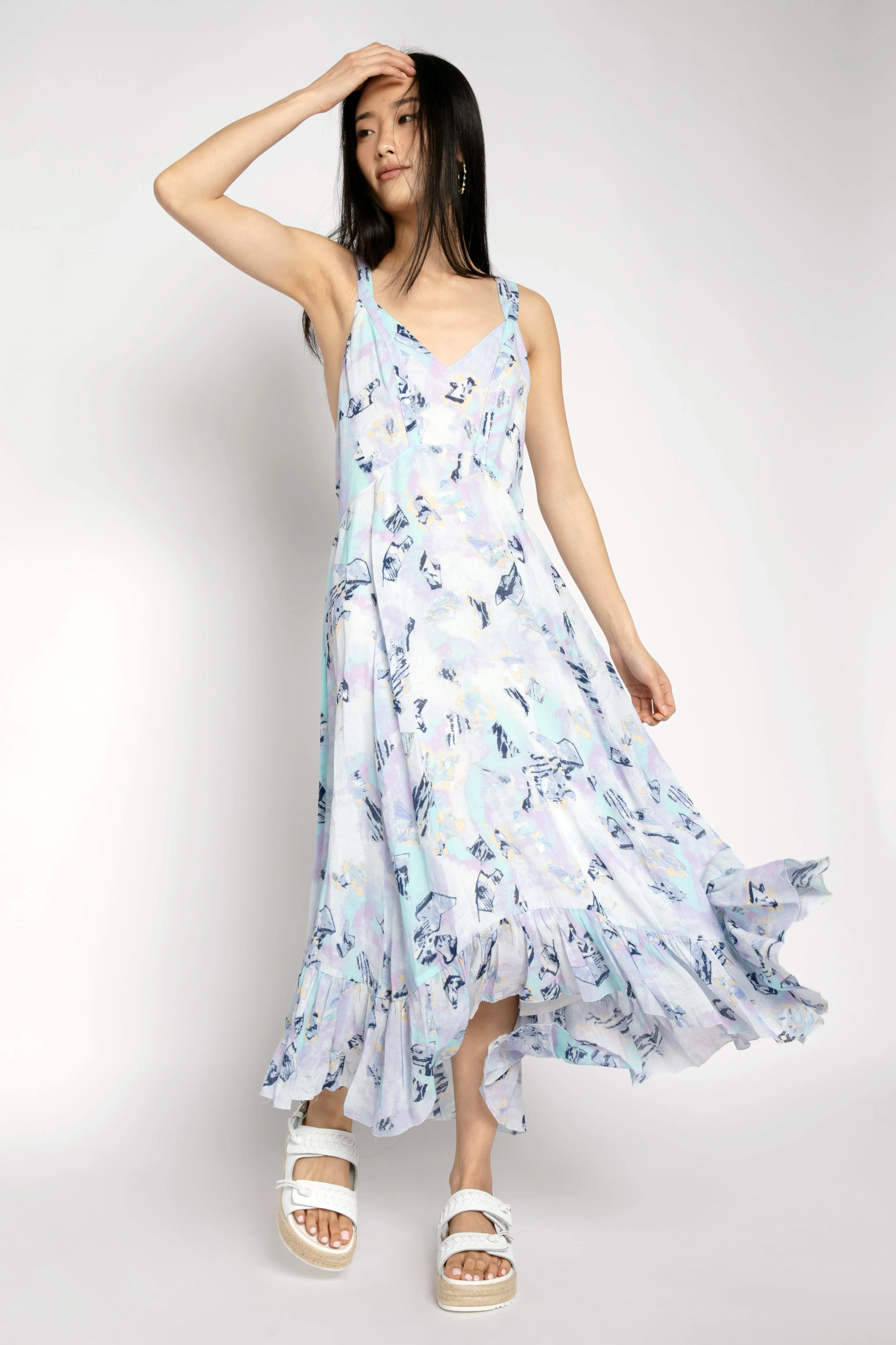 Andou Dress in Mixed Blue