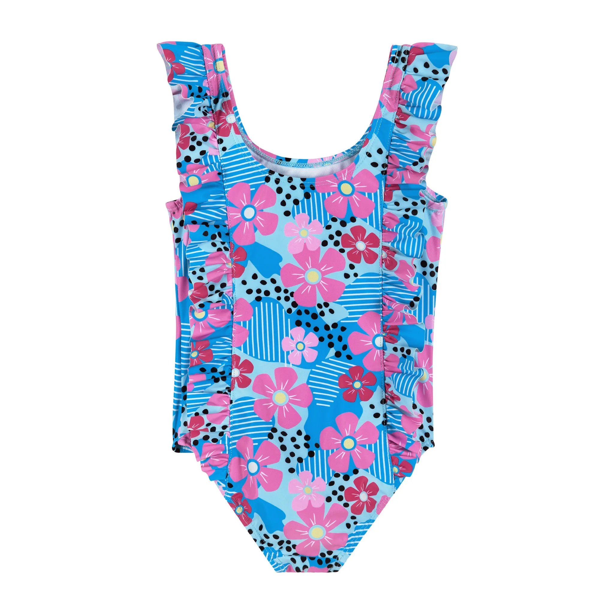 Aqua Floral Print One-Piece Swimsuit