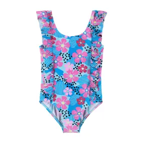 Aqua Floral Print One-Piece Swimsuit