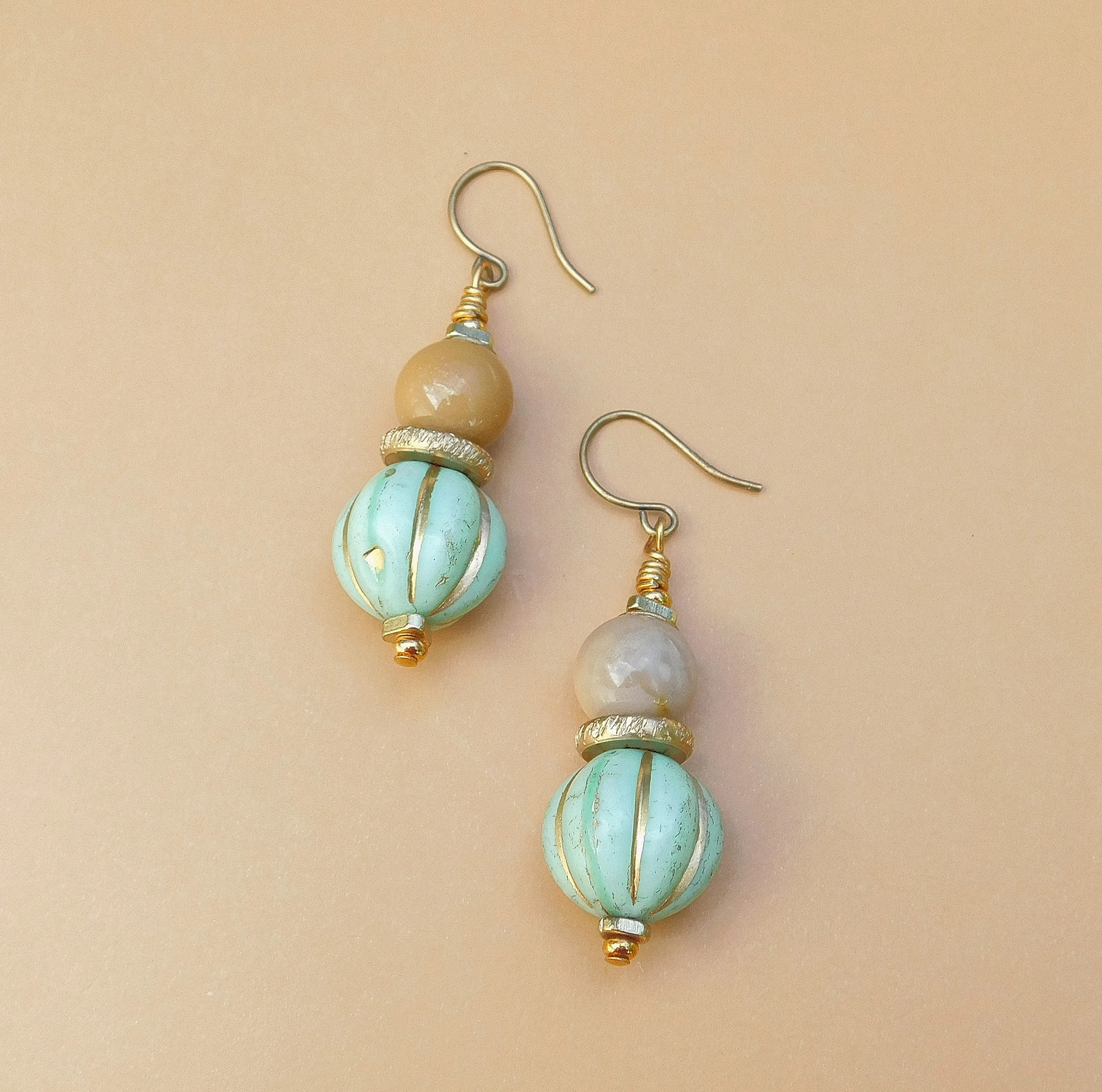 Aquamarine Czech Earrings