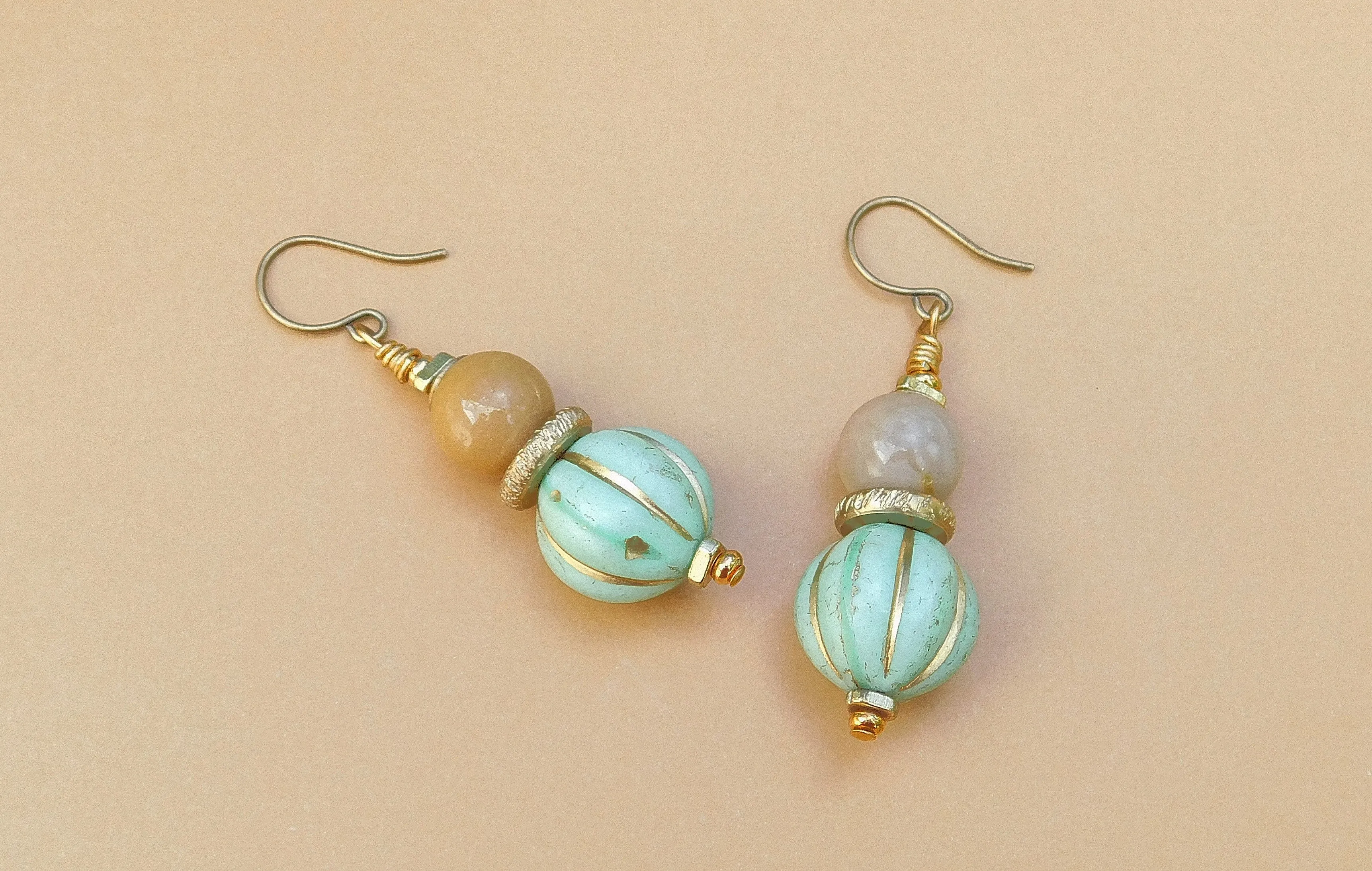 Aquamarine Czech Earrings