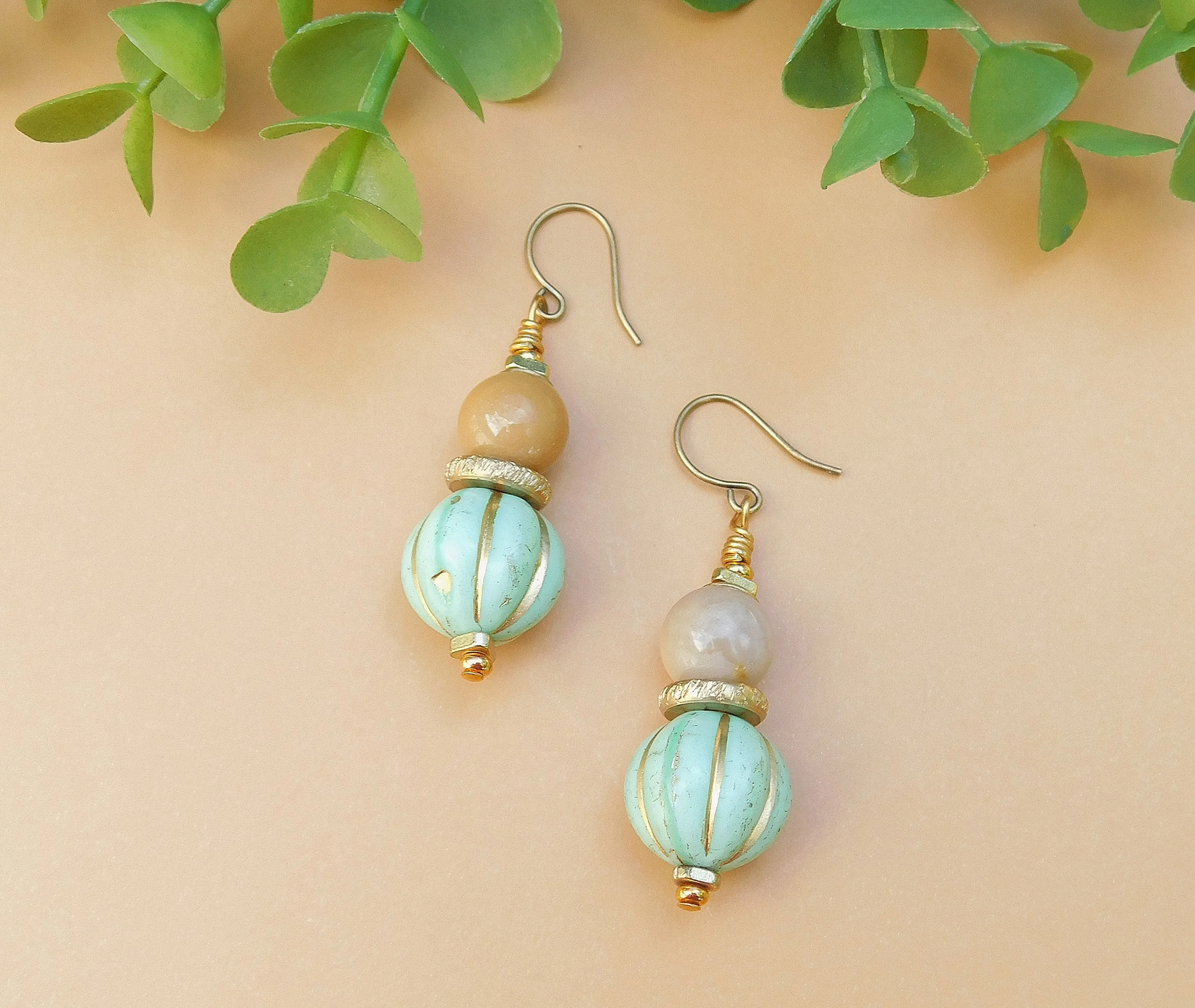 Aquamarine Czech Earrings