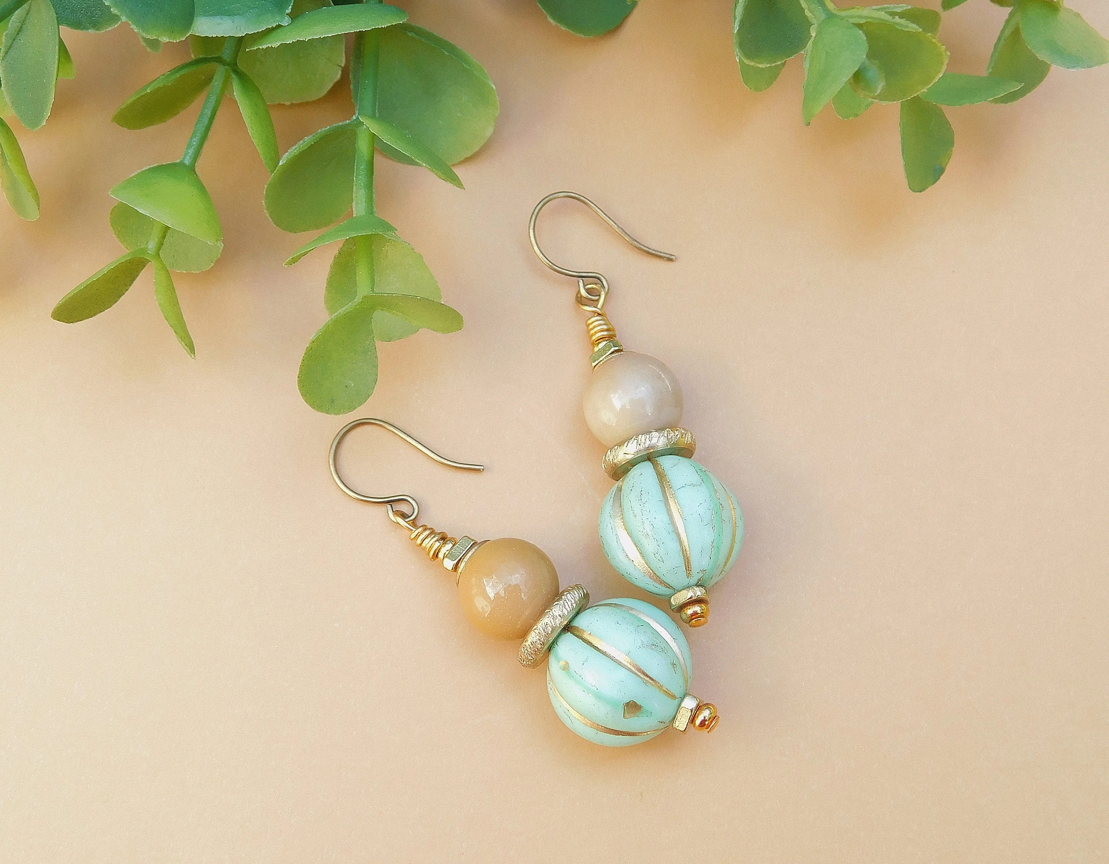 Aquamarine Czech Earrings