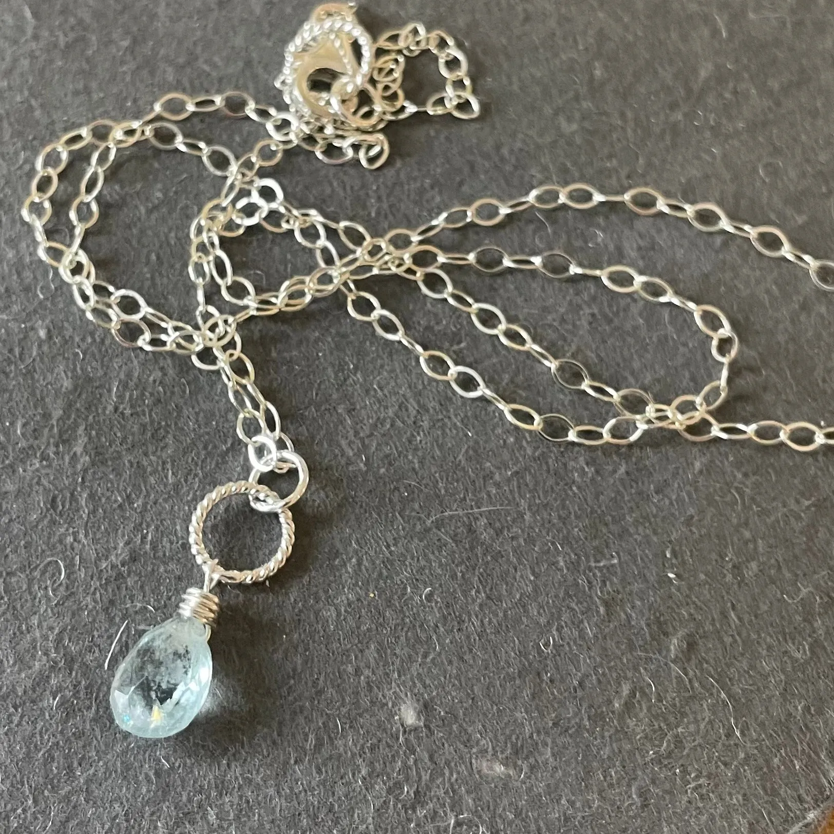 Aquamarine Hooplette Necklace, OOAK