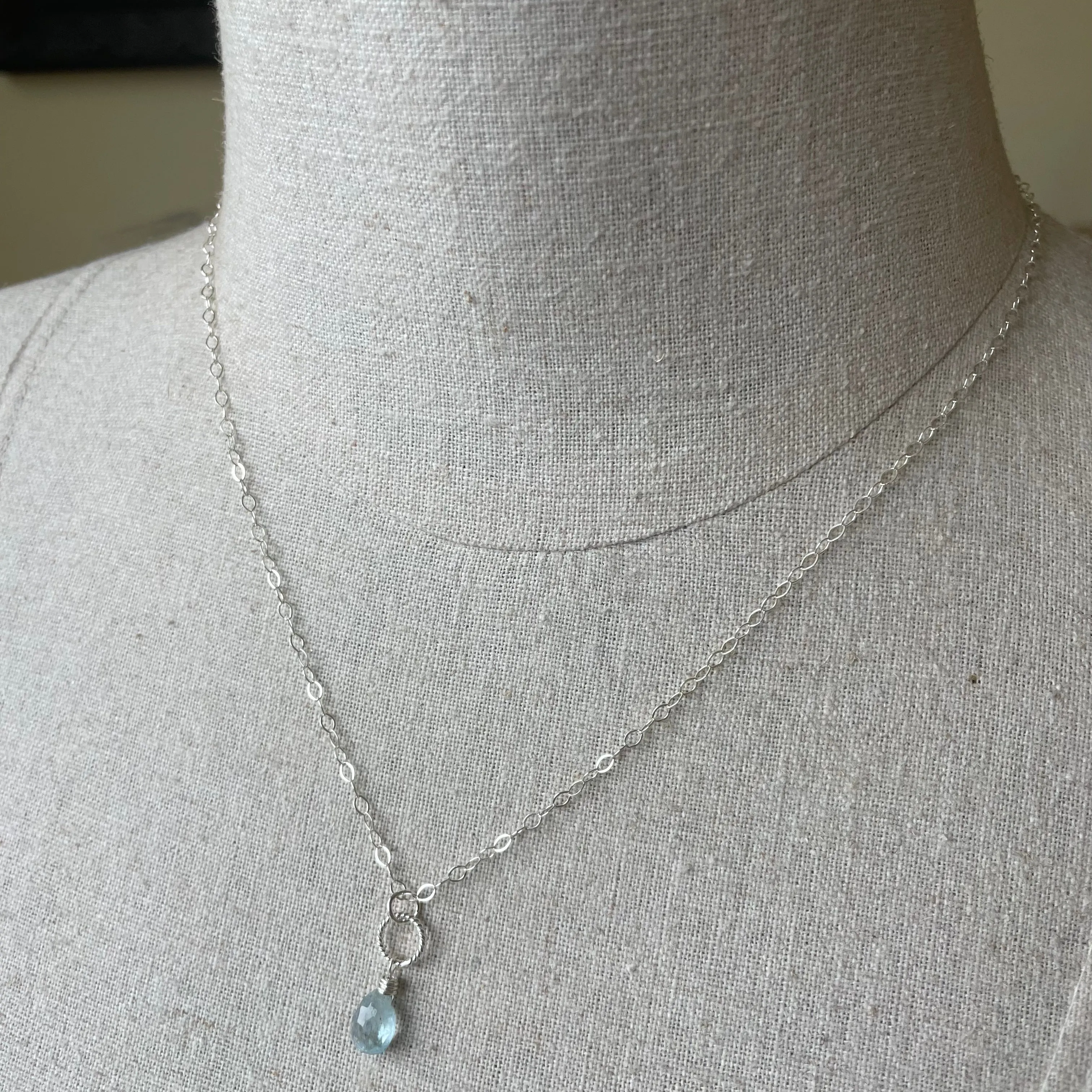 Aquamarine Hooplette Necklace, OOAK