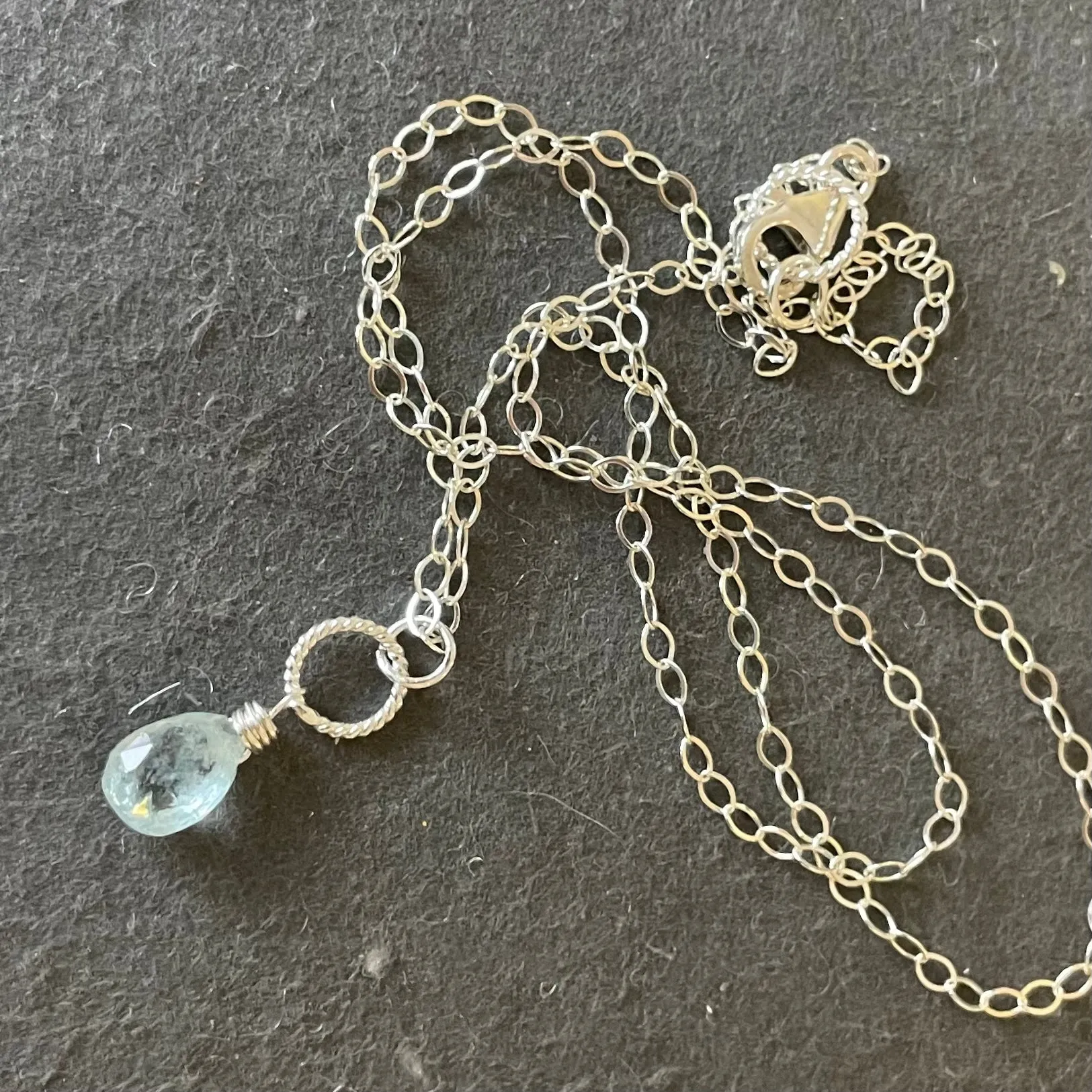 Aquamarine Hooplette Necklace, OOAK