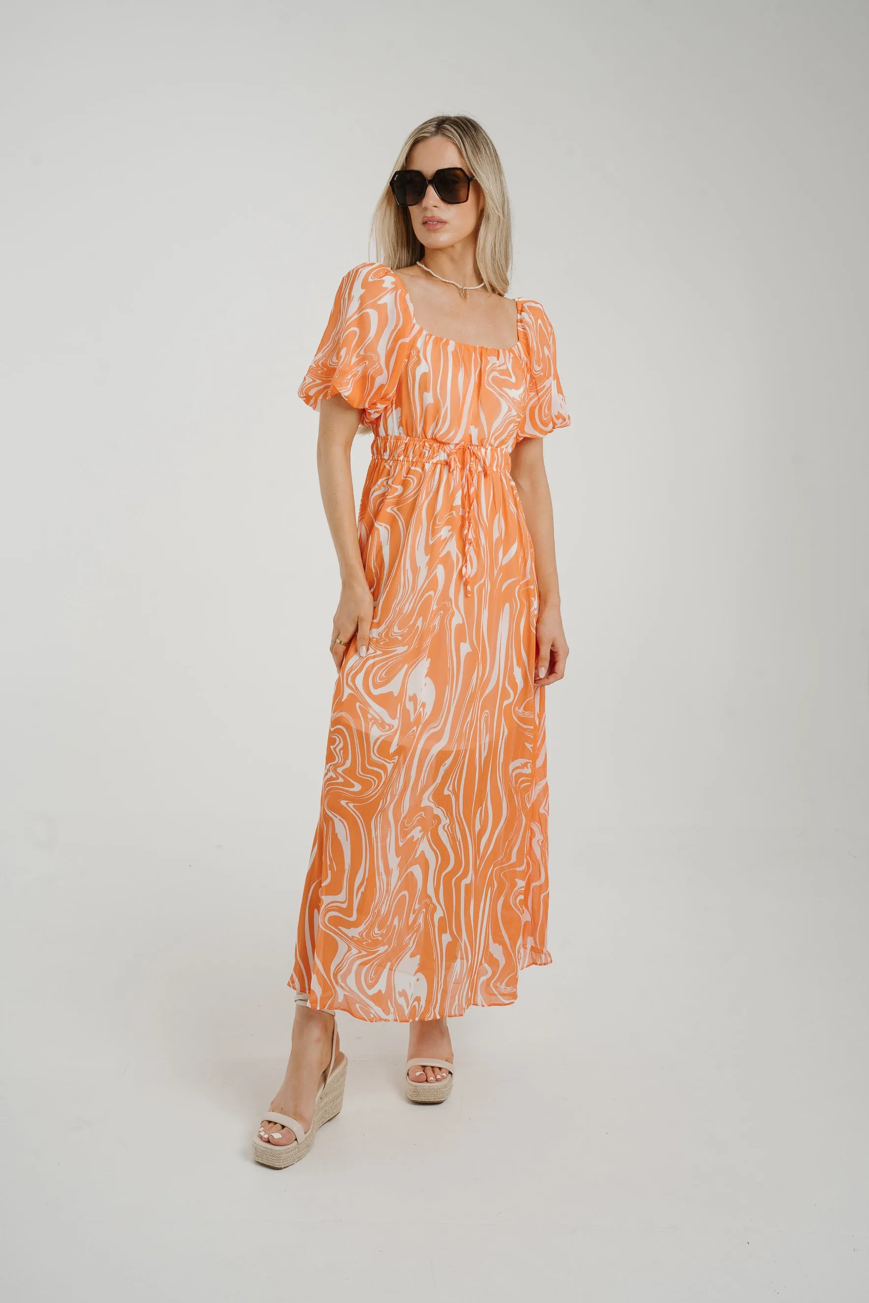 Aria Printed Dress In Orange Mix