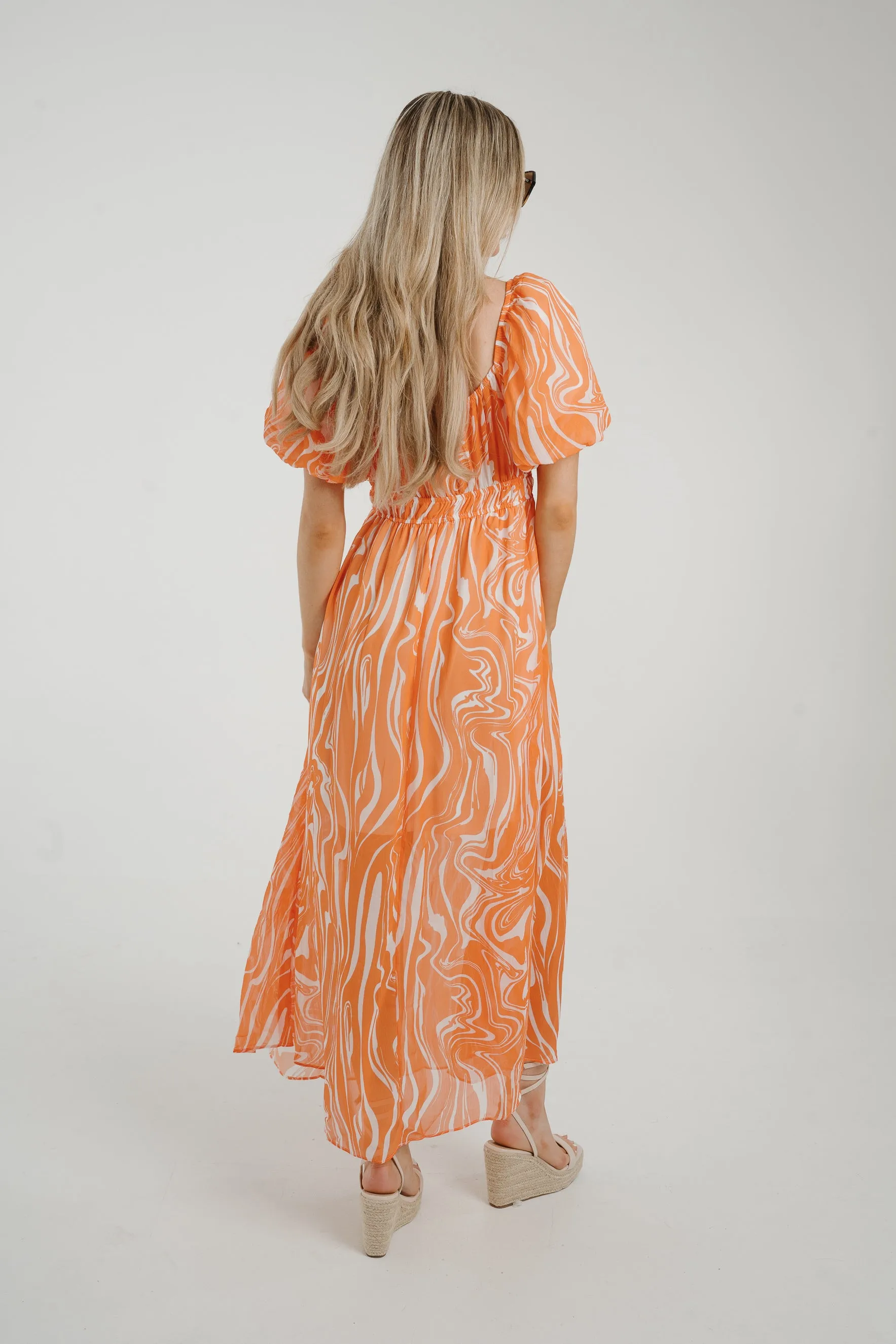 Aria Printed Dress In Orange Mix