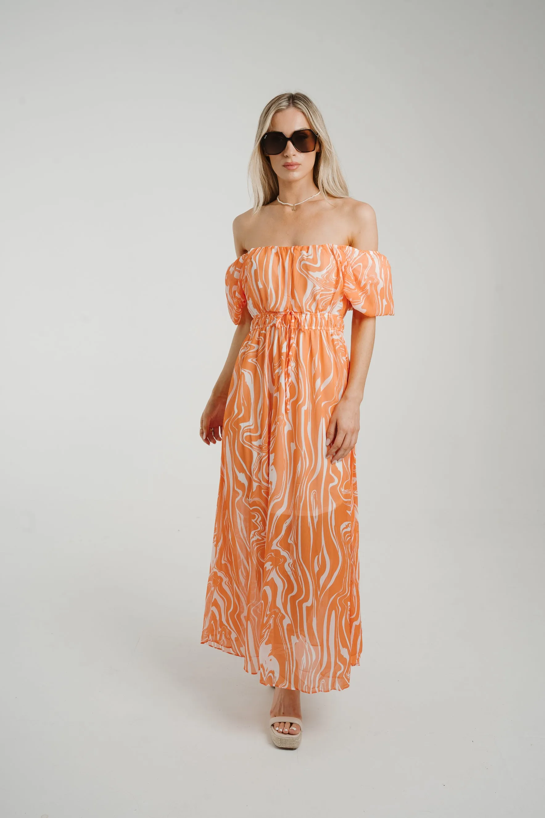 Aria Printed Dress In Orange Mix