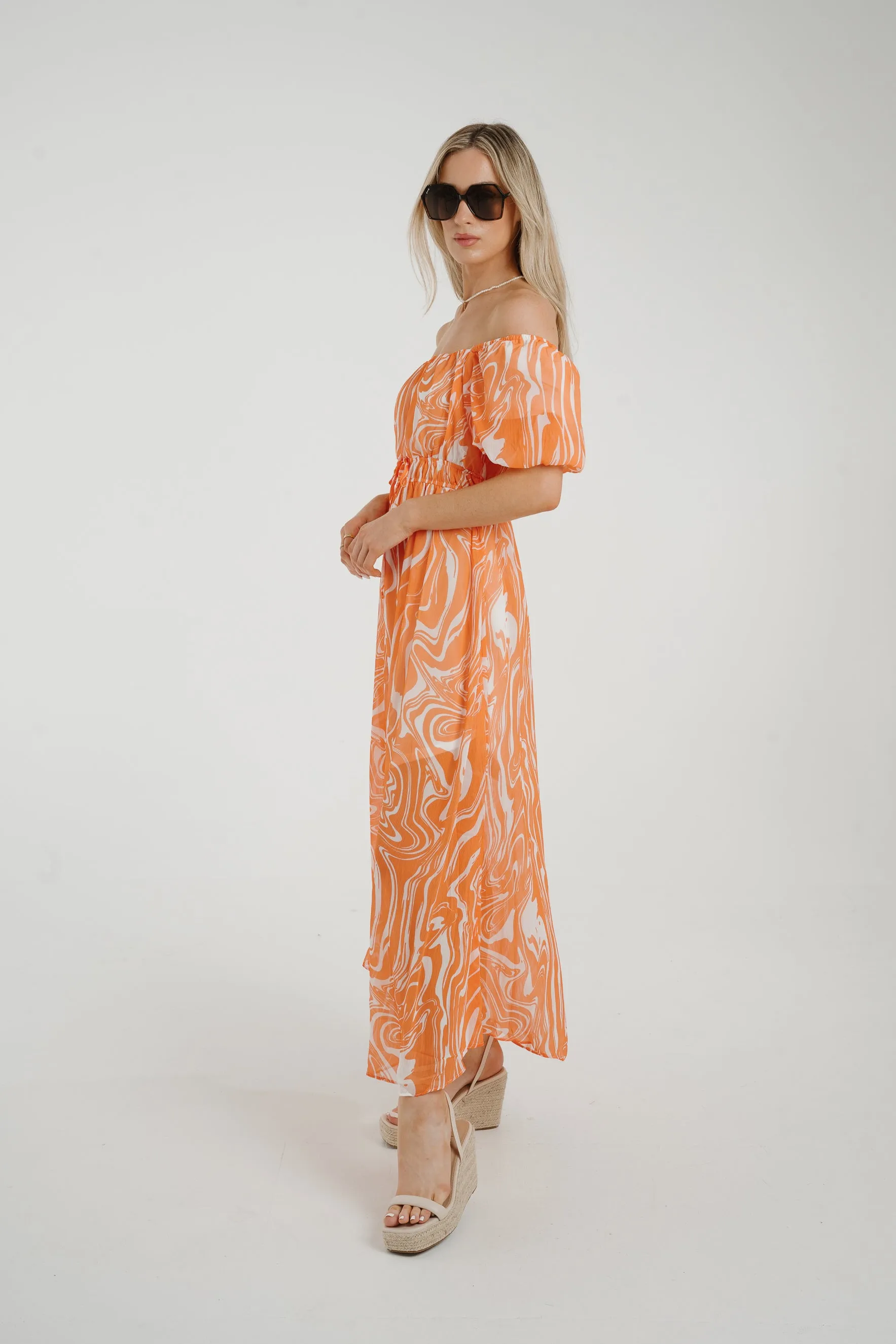 Aria Printed Dress In Orange Mix