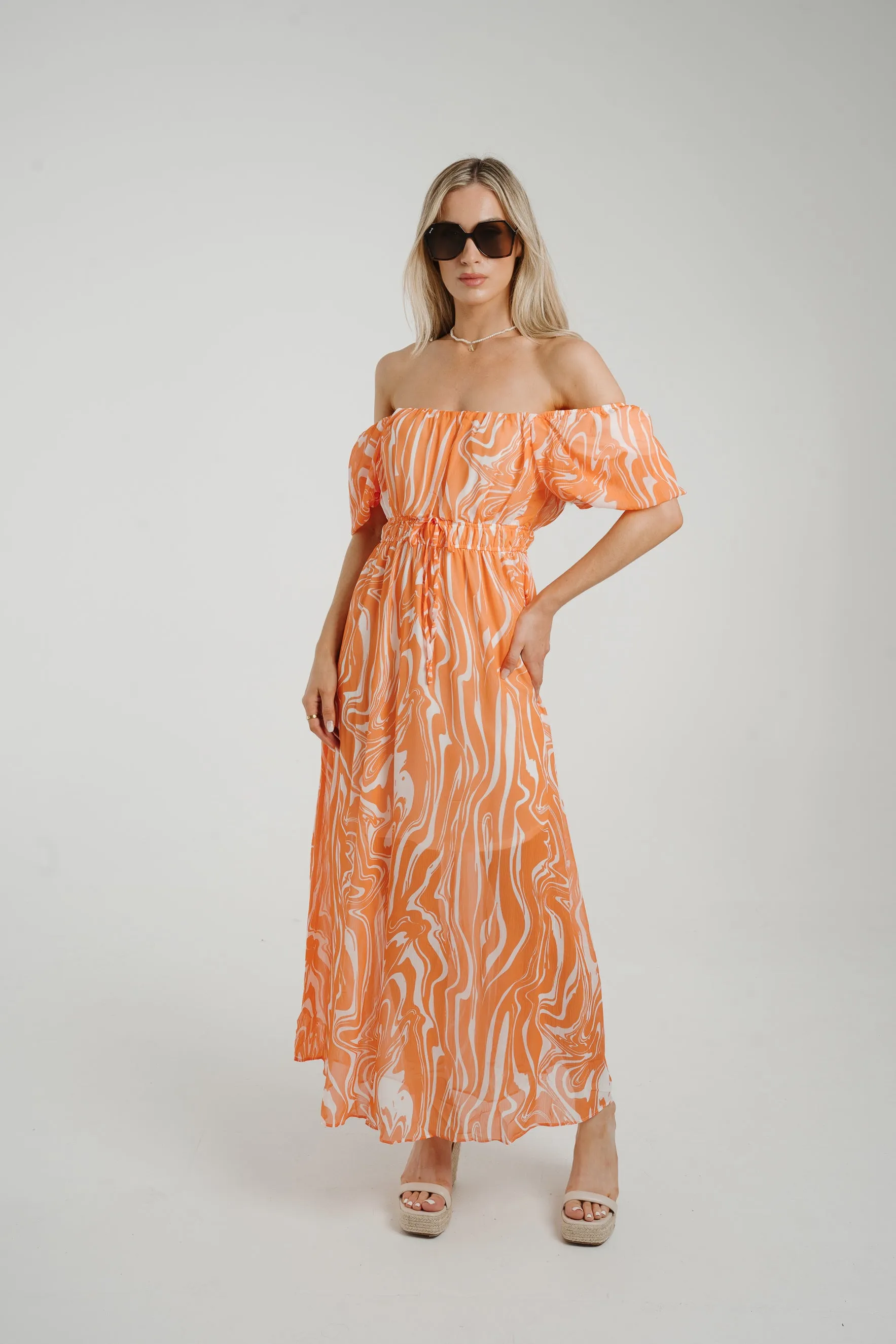 Aria Printed Dress In Orange Mix