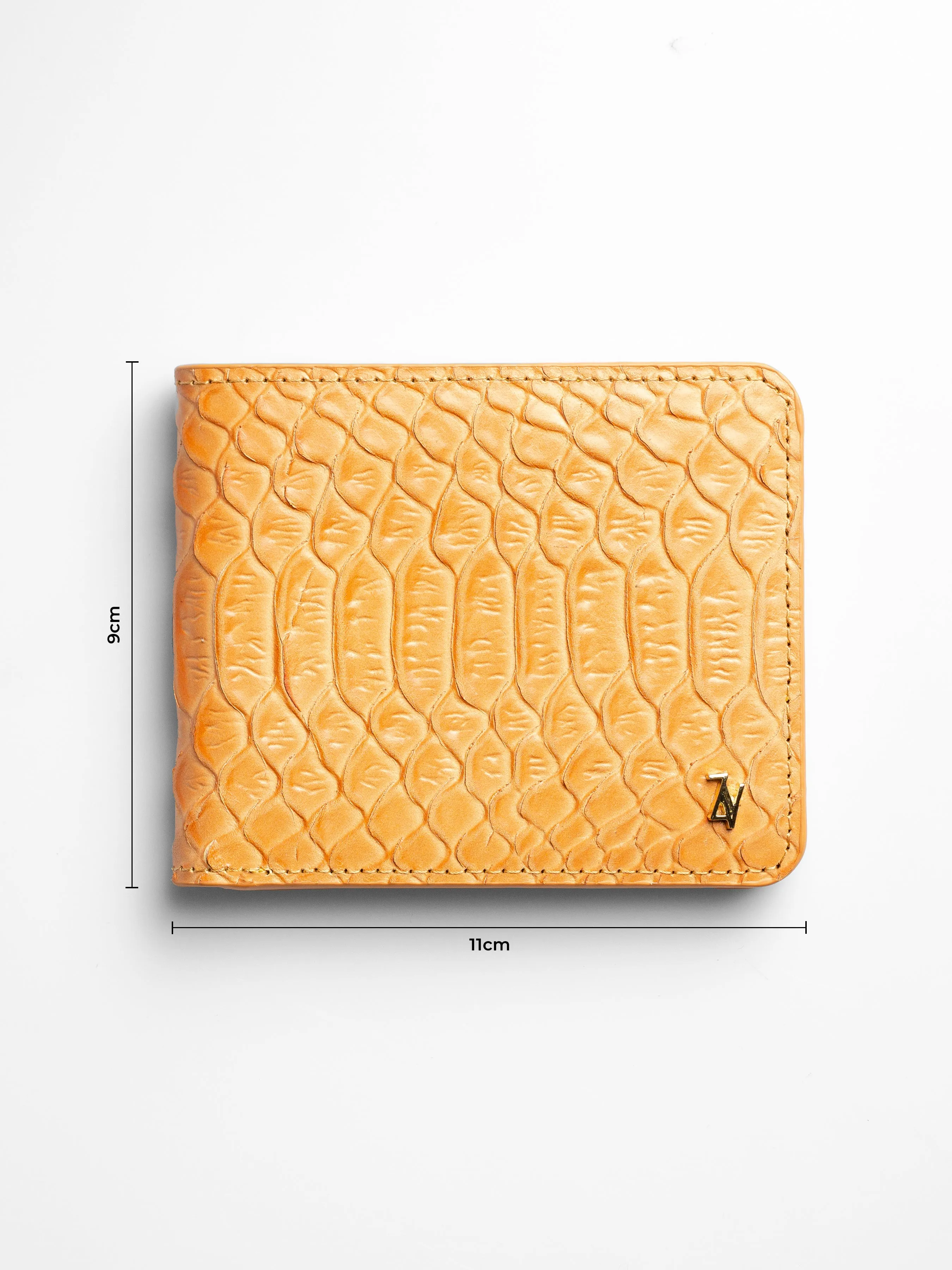 Artemis Python Wallet - Light Brown and Yellow Leather