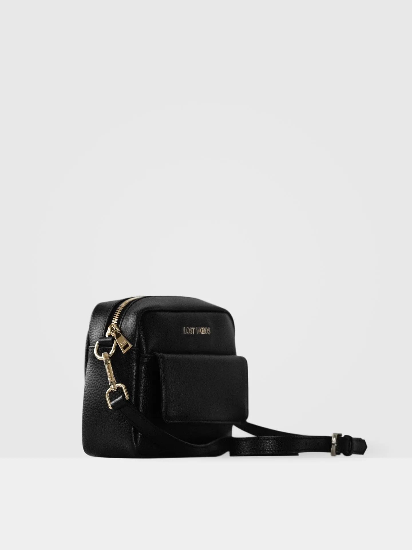 Aster MIRUM Leather Vegan Crossbody Bag | Black & Gold