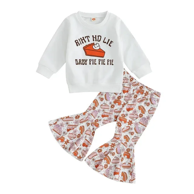 BABY PIE PIE PIE Y2K Thanksgiving Girls Bell Bottom Outfit