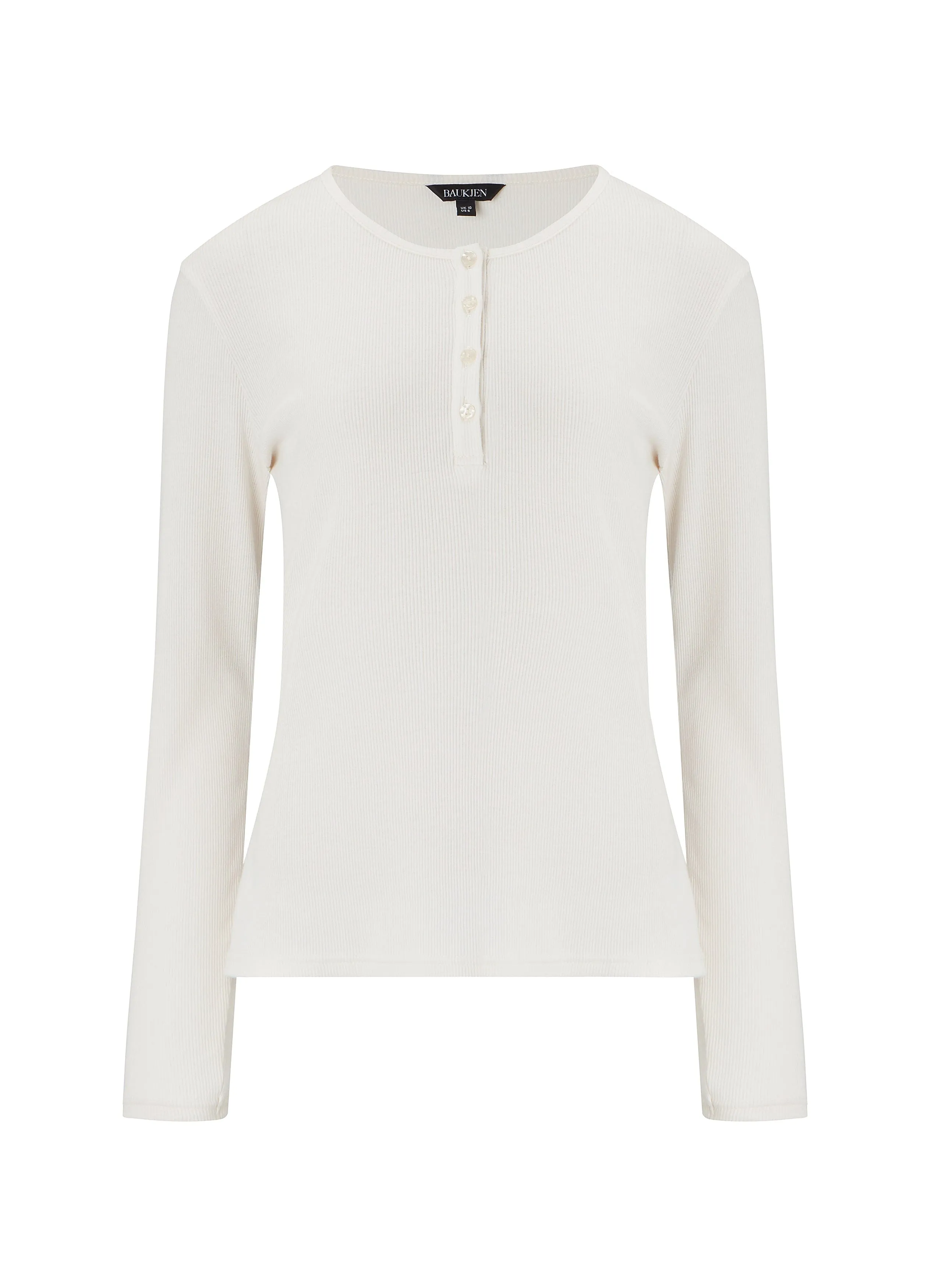 Baukjen Essentials Organic Cotton Long Sleeve Henley Top | Antique White