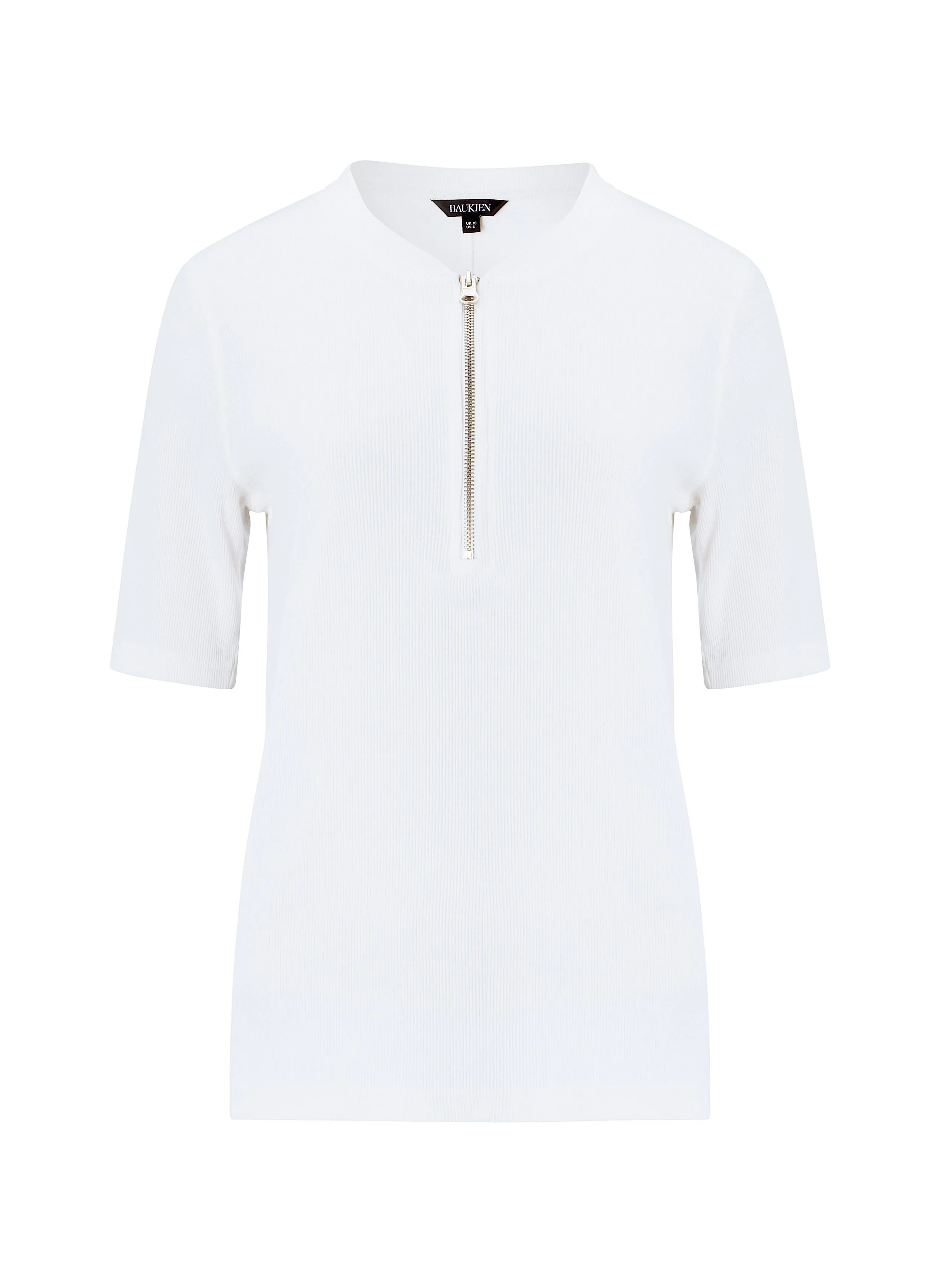 Baukjen Essentials Ribbed Organic Cotton Zip Top | Pure White