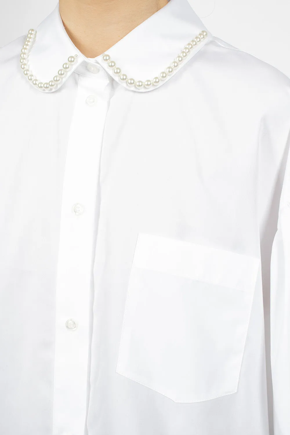 Beaded Signature Sleeve Shirt White/Pearl