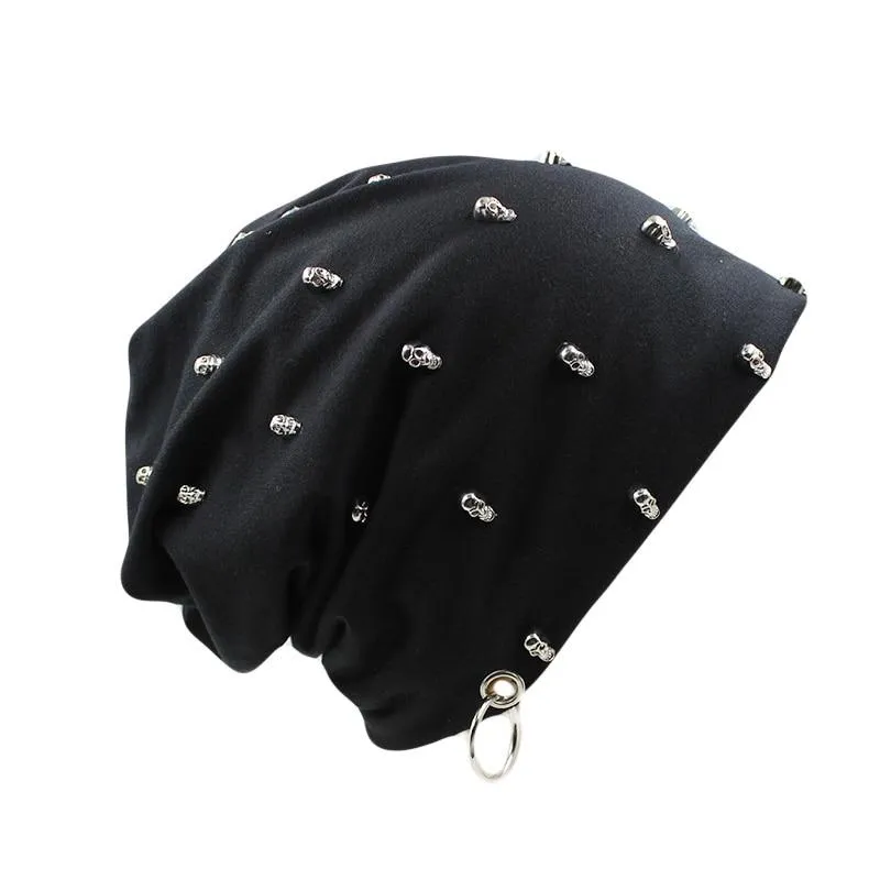 Beanie or Bonnet with Skulls and Hoop