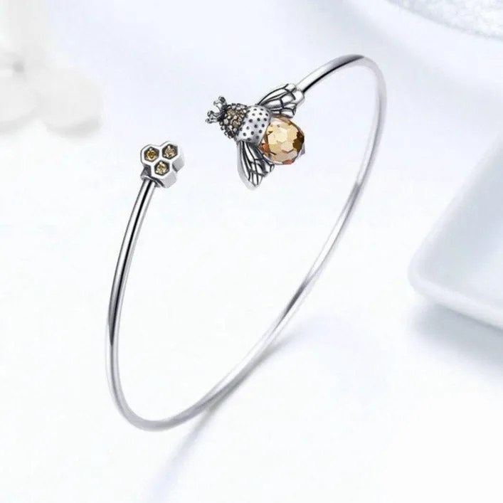 Bee and Honey Bangle 925 Sterling Silver Fashion Bracelet