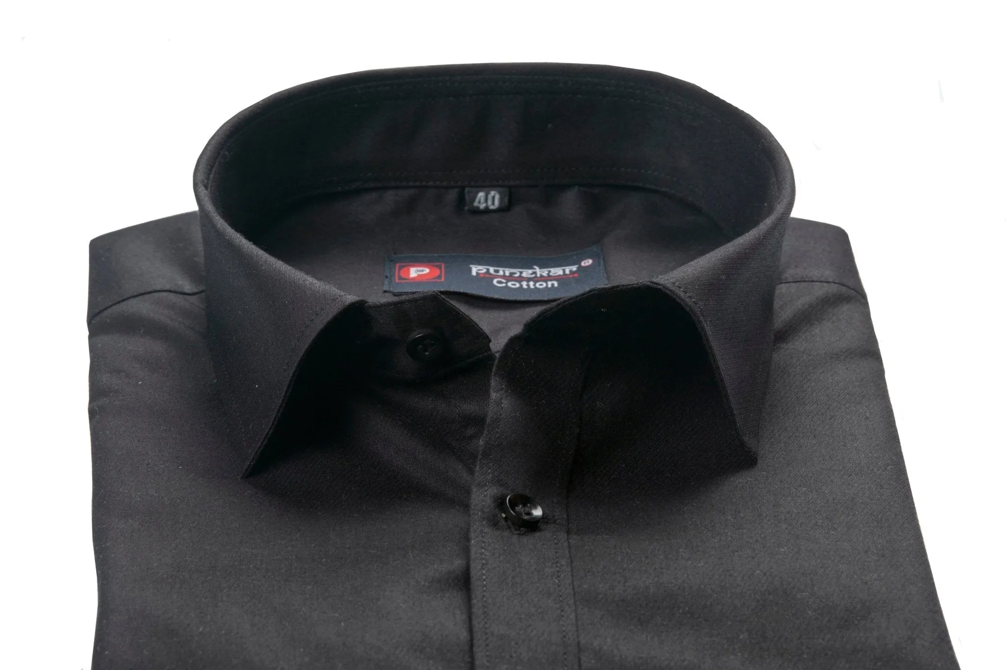 Black Color Satin Mercerised Cotton Shirts For Men