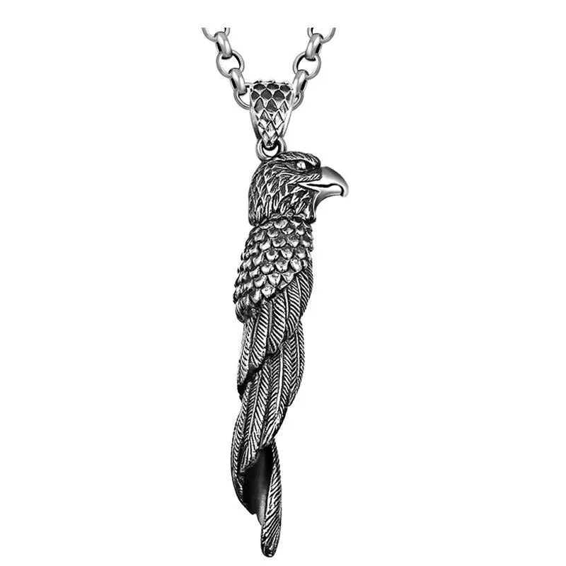 Black Eagle 925 Sterling Silver Vintage Punk Rock Biker Pendant Necklace