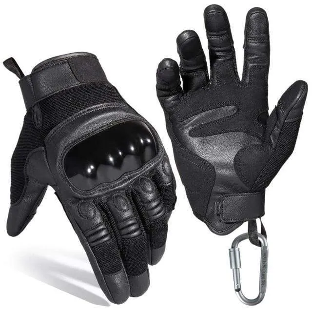 Black Moto Motocross Glove Men Leather Motorcycle Full Finger Gloves Cycling Bike Bicycle Riding BMX Enduro Work Mittens Summer